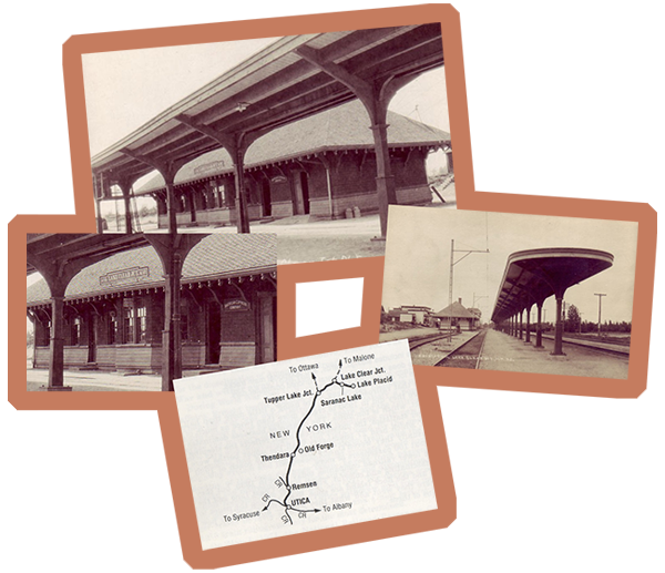 Historical reference to famous guests—including Theodore Roosevelt, Grover Cleveland, Calvin Coolidge, P. T. Barnum, Whitelaw Reid, and E. H. Harriman—who traveled through Lake Clear Junction to reach Paul Smith’s Hotel.