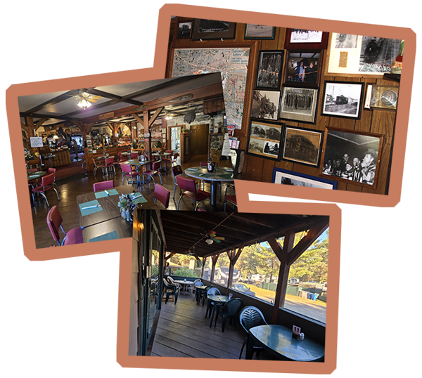 Charlie’s Inn as a historic Adirondack landmark offering lodging, dining, event space, and direct access to the Rail Trail.